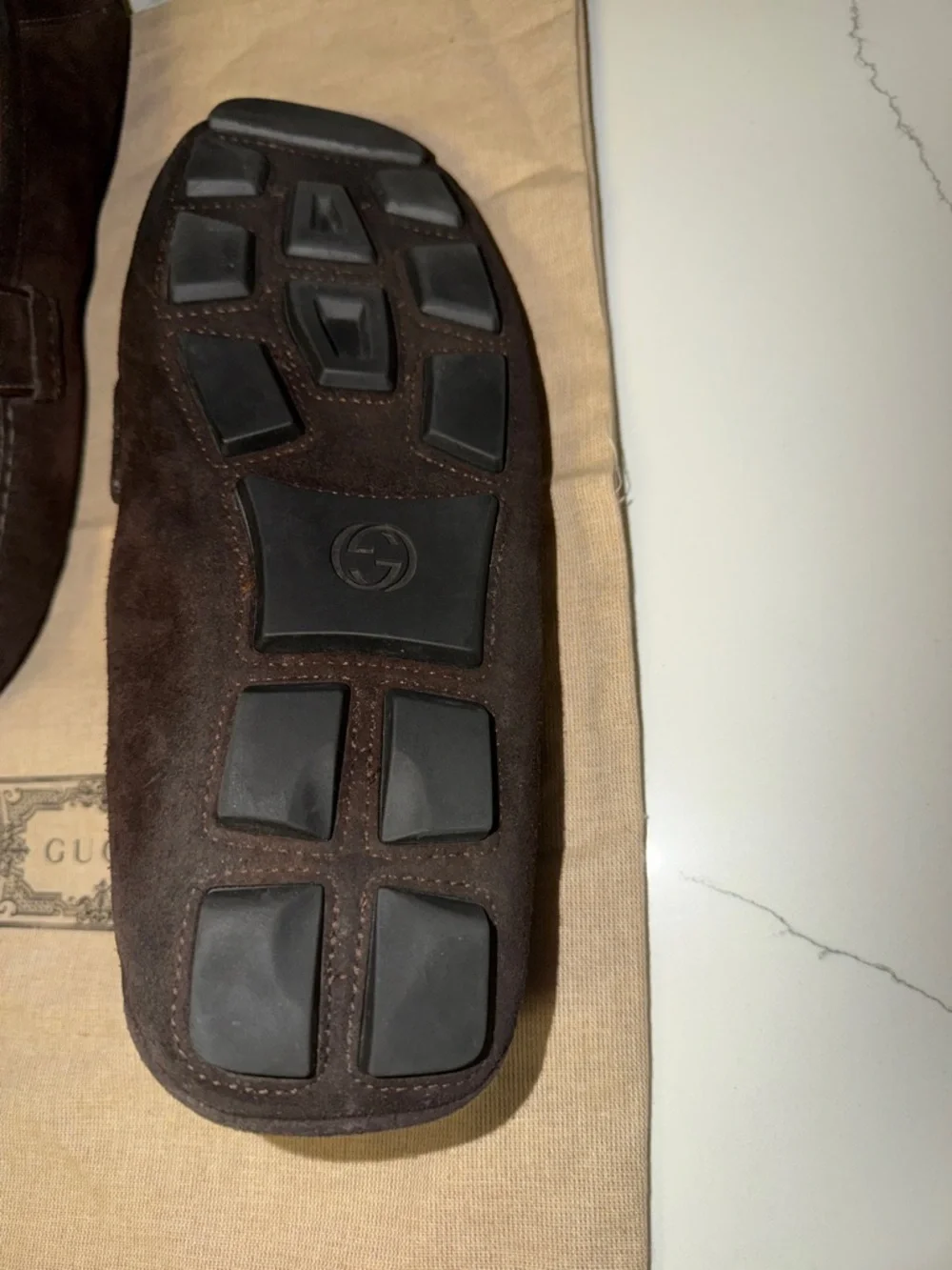 Gucci Brown Suede Horsebit Penny Loafers